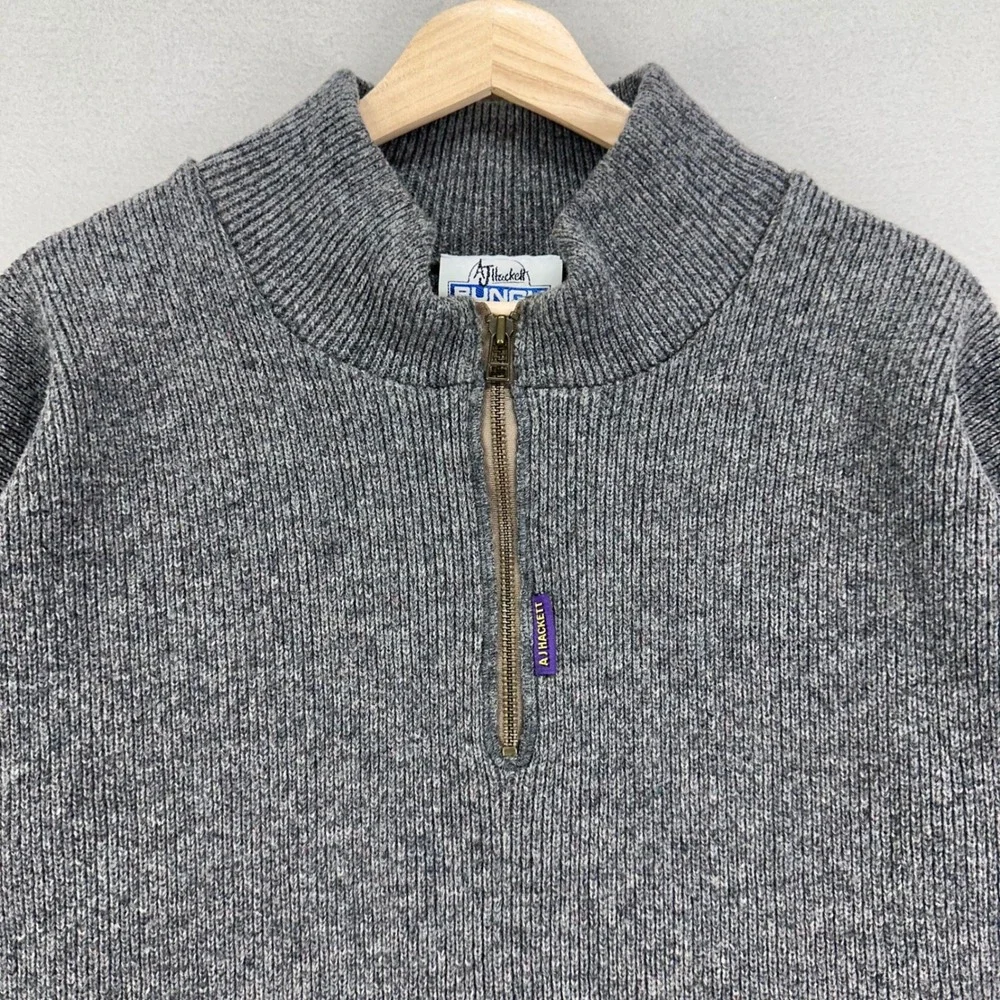 VTG AJ Hackett‎ Bungy Wool Sweater Mens M Gray Quarter Zip Made in New Zealand